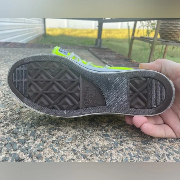 Women’s Neon Green Low Top Converse Lace Up Sneakers - Picture 5 of 9
